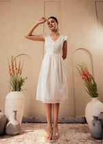 Thumbnail for Juniper Lamora Cotton Midi Dress With Ruffled Sleeves - Distacart