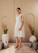 Thumbnail for Juniper Lamora Cotton Midi Dress With Ruffled Sleeves - Distacart