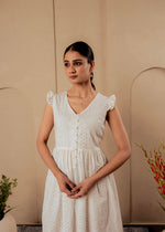 Thumbnail for Juniper Lamora Cotton Midi Dress With Ruffled Sleeves - Distacart
