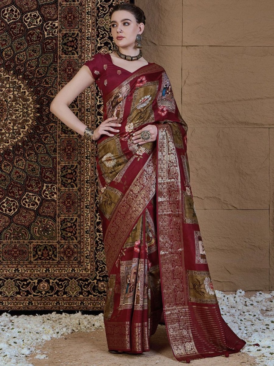 Anouk Kalamkari Zari Silk Blend Sungudi Saree - Distacart
