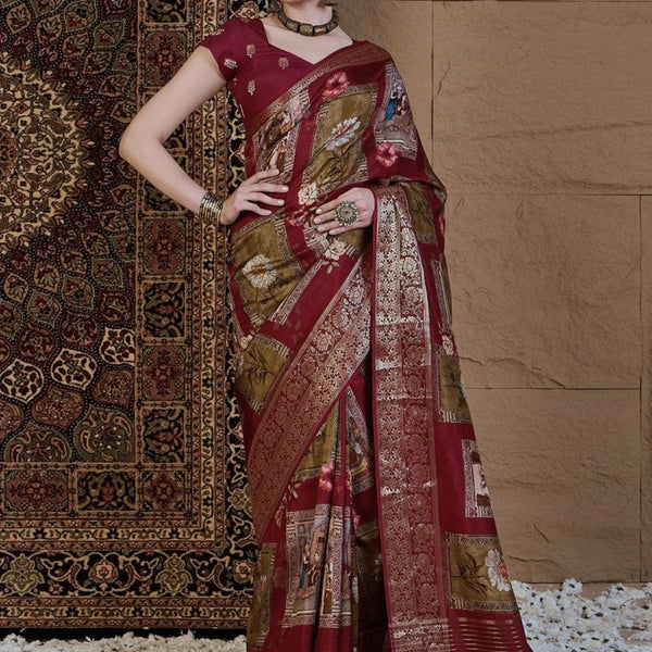 Anouk Kalamkari Zari Silk Blend Sungudi Saree - Distacart