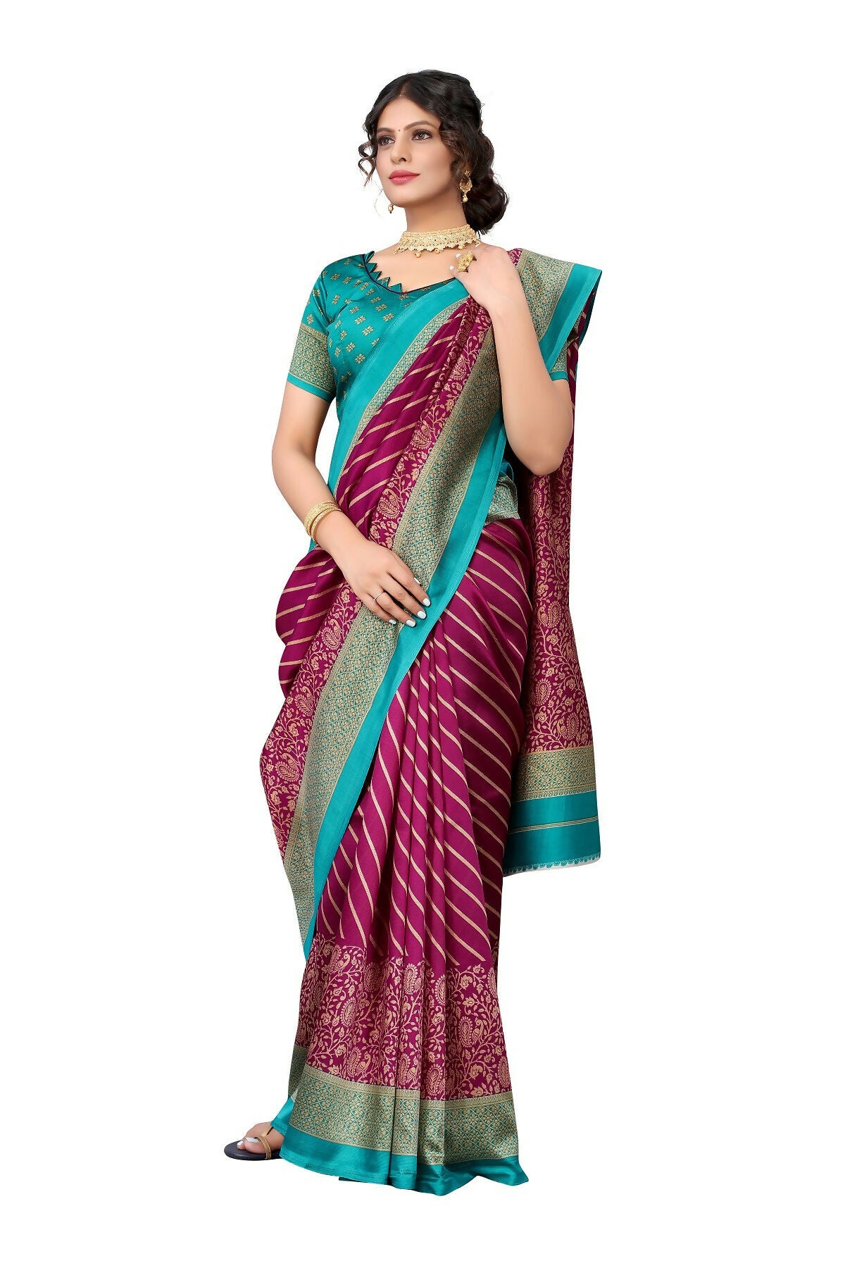 Vamika Purple Printed Art Silk Saree - Distacart