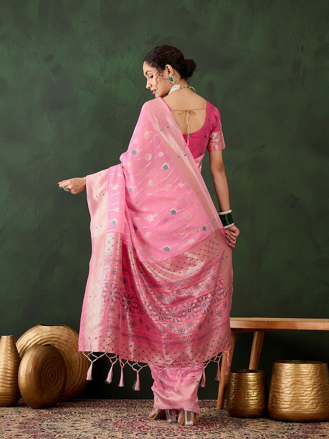 Mitera Ethnic Motifs Woven Design Zari Saree - Distacart