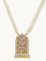 Thumbnail for Nuyug 22K Gold-Plated Pearl Beaded Strings Floral Motifs Enamel Pendant Necklace Set