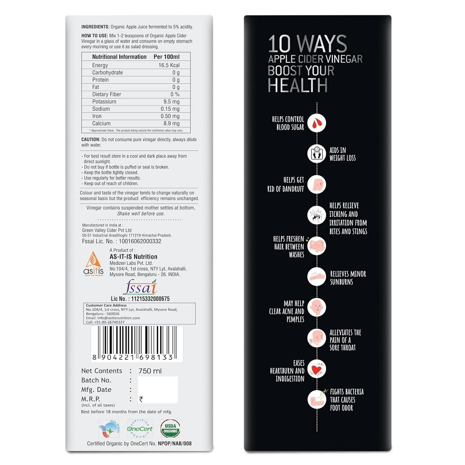 AS-IT-IS Nutrition Raw Apple Cider Vinegar with Mother