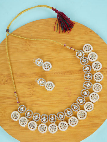 Divisha Alloy Gold-plated White Jewellery Set - Distacart