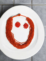 Thumbnail for Inhanns Vibrant Handmade 20 Layers Beaded Necklace With Matching Earrings - Orange - Distacart