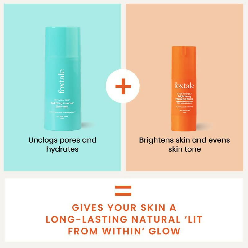 Foxtale Hydrate & Glow Skin Care Kit for Glowing Skin: Cleanser Hydrating Face Wash + Vitamin C Face Serum - Distacart