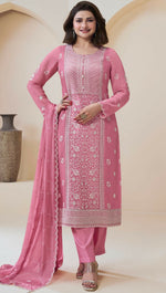 Thumbnail for Anaita Light Pink Chinon Embroidered Thread Work Stitched Salwar Suit - Distacart