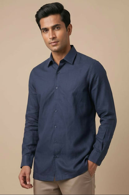 Horizon — Blue Cotton Shirt by Hilo Design - Dista