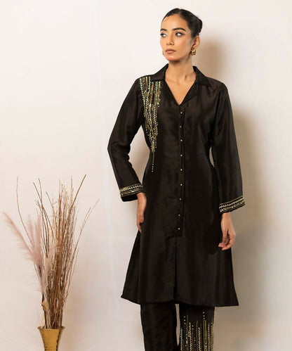 Timaraa Midnight Black Hand Embellished Co-Ord Set - Dista