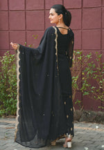 Thumbnail for Joban Fashion Black Georgette Embroidered Sharara Set - Distacart