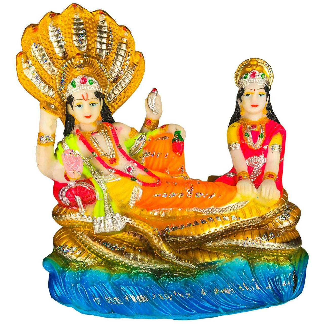 Blissful Polymer Unbreakable Action Lord Vishnu Laxmi Idol - Distacart