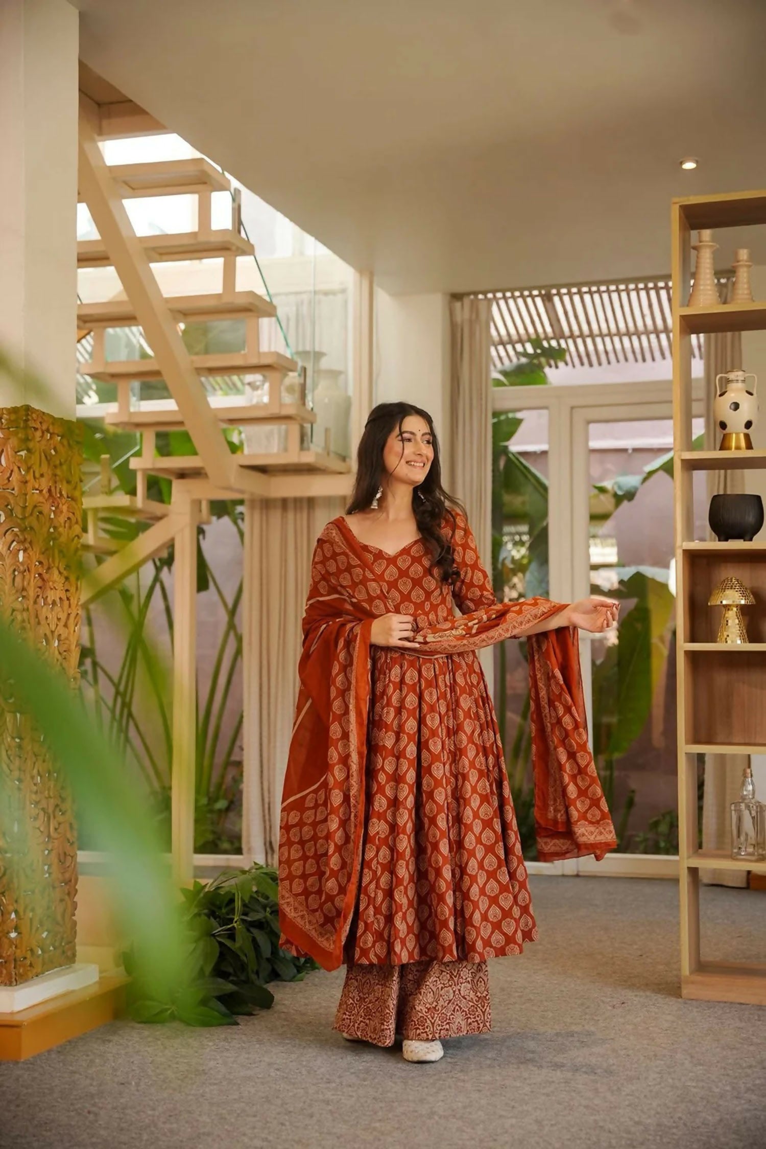 Aayaa Designer Cotton Silk Suit - Maroon - Dista