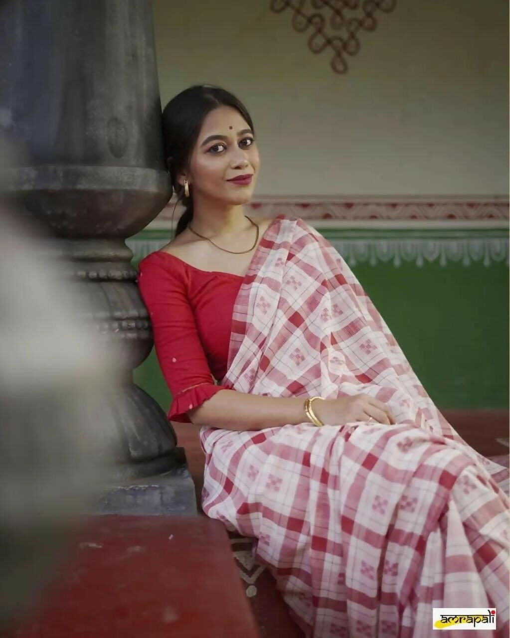 ECDCKCHCheckSareeRed (2)