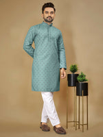 Thumbnail for Anaita Sky_Blue Embroidered Rayon Straight Kurta - Distacart