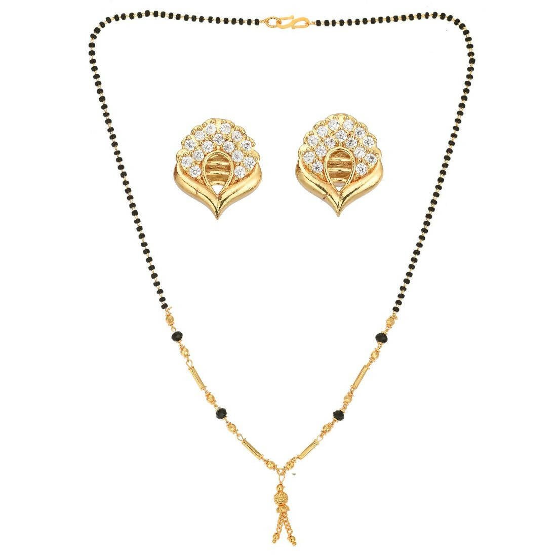 AanyaCentric Gold Plated Short Mangalsutra Set with Earrings - Distacart