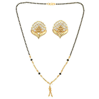 AanyaCentric Gold Plated Short Mangalsutra Set with Earrings - Distacart