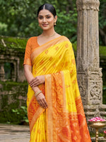 Thumbnail for Shree Shyam Fashion Yellow Soft Silk Saree - Dista