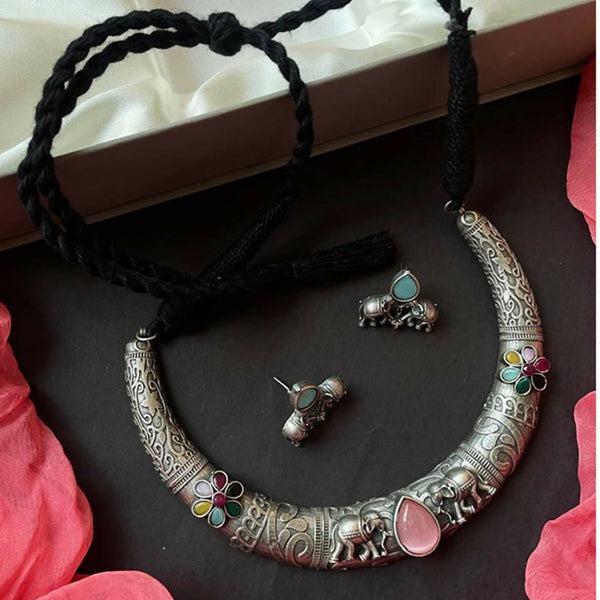 Joban Fashion Women Oxidize Monalisa Stone Oxidized Choker With Earring Set - Distacart