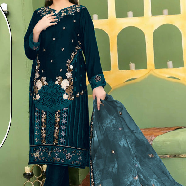 Anaita Green Velvet Suit with Embroidery Sequence Work