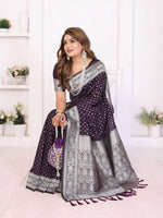 Thumbnail for Aastha Fashion Purple Georgette Silk Zari Weaving Saree - Distacart