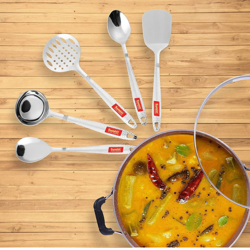 Sumeet Stainless Steel Big Serving and Cooking Spoon Set - Dista
