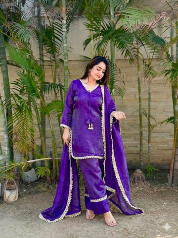 Teeya Creation New Trendy Elegant Jambli Chanderi Silk Kurta Set with Matching Dupatta - Dista