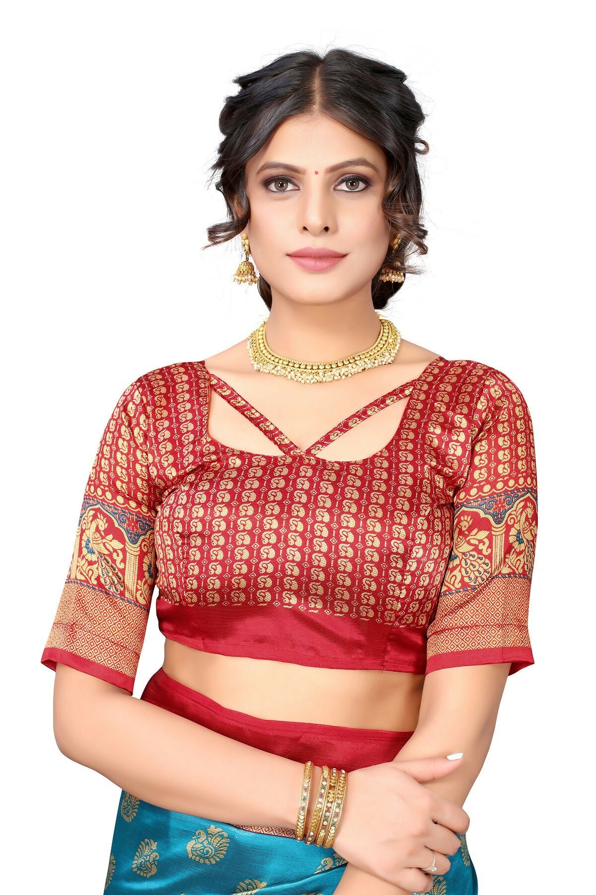 Vamika Sky Blue Printed Art Silk Saree - Distacart