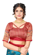 Thumbnail for Vamika Sky Blue Printed Art Silk Saree - Distacart