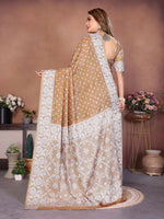 Thumbnail for Aastha Fashion Light Brown Viscose Silk Handmade Original Bandhej Saree - Distacart