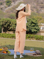 Thumbnail for Yufta Weaved Cotton Checks Printed Co Ord Set With Embroidery