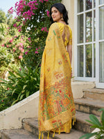 Thumbnail for Shree Shyam Fashion Yellow Linen Cotton Saree - Distacart