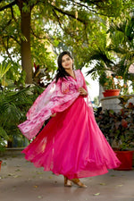 Thumbnail for Aastha Fashion Women's Rani Pink Tebby Silk Anarkali Dress with Dupatta - Distacart