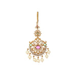 Thumbnail for Nuyug 18K Gold Plated Ethereal Gulabi Stone Maang Tikka