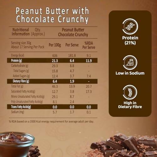 Sundrop Peanut Butter With Chocolate, Crunchy - Dista