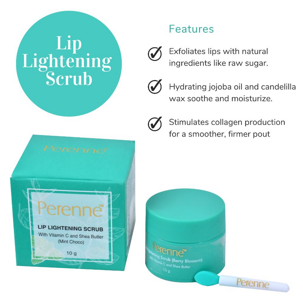 Perenne Lip Lightening Scrub With Vitamin C & Shea Butter - Mint Choco - Distacart