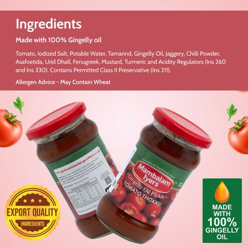 Mambalam Iyers Tomato Thokku Pickle - Distacart