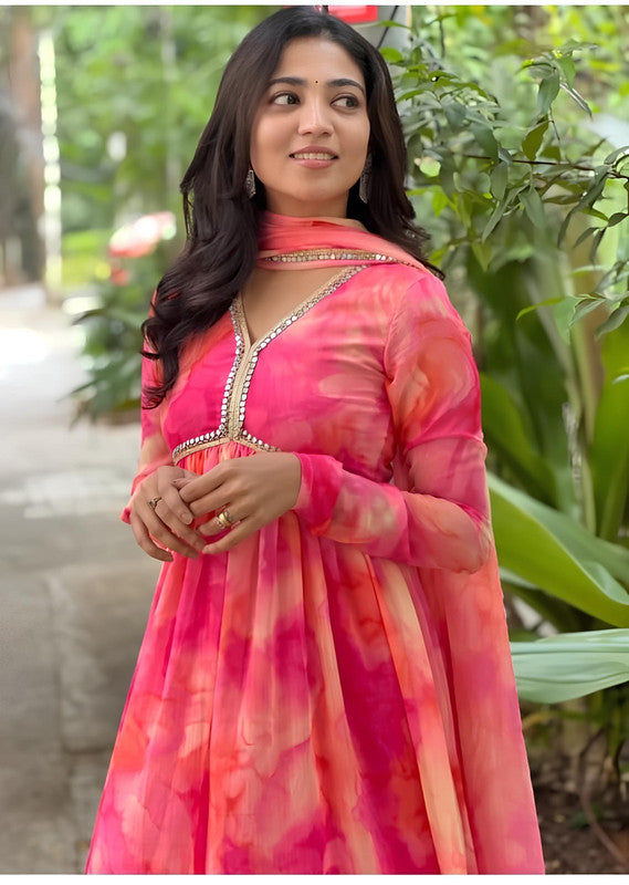 Dishitha Creation Women Floral Printed Designer Gown - Pink - Distacart