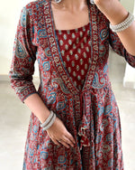 Thumbnail for Pramukh Fab Maroon Kurta Set With Designer Pent With Block Print Dupatta Kurta Set - Distacart