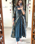 Thumbnail for Pramukh Fab Blue Kurta Set With Designer Pent With Block Print Dupatta Kurta Set - Distacart