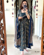 Thumbnail for Pramukh Fab Blue Kurta Set With Designer Pent With Block Print Dupatta Kurta Set - Distacart