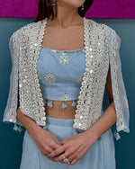 Thumbnail for Pramukh Fab Sky Blue Color Faux Georgette Koti Blouse Suit Set