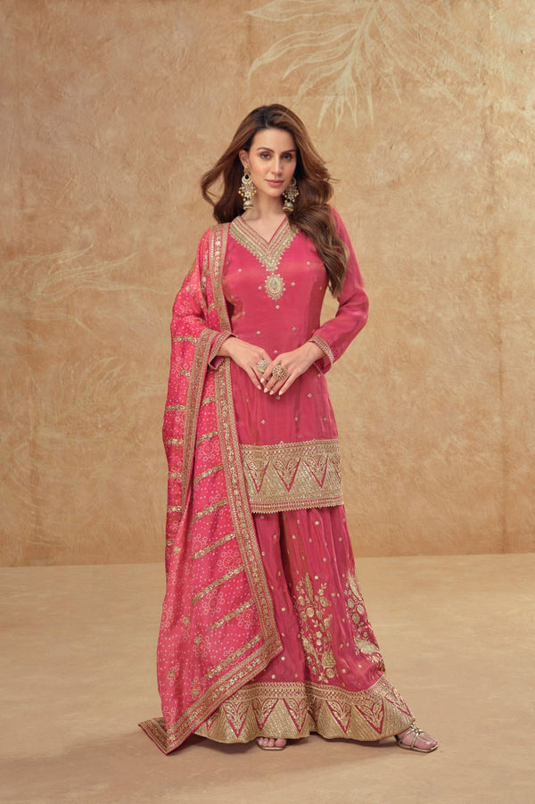 Pramukh Fab Pink Color Cosmos Silk Kurta Set