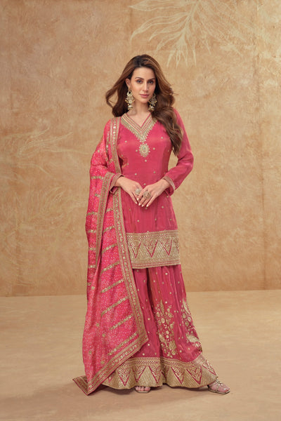 Pramukh Fab Pink Color Cosmos Silk Kurta Set