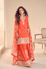 Thumbnail for Pramukh Fab Orange Color Cosmos Silk Kurta Set