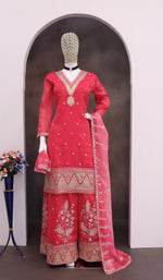 Thumbnail for Pramukh Fab Pink Color Cosmos Silk Kurta Set