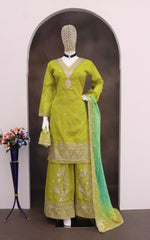 Thumbnail for Pramukh Fab Olive Color Cosmos Silk Kurta Set