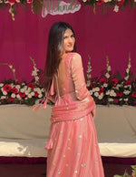Thumbnail for Yash Enterprise Peach Fendy Silk Party Wear Embroidery Suit Set - Distacart