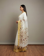 Thumbnail for Morchari Mal Chanderi with all over Kantha Hand Work Saree - Distacart